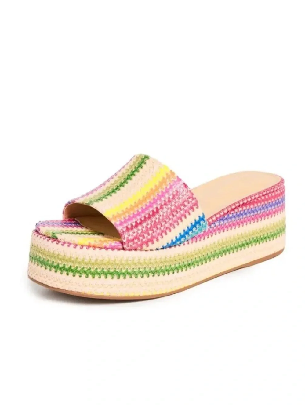 LARROUDE Alex RAINBOW Platform Sandals $315 Multicolor Platform Slide Striped 6